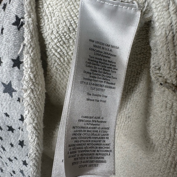 Current/Elliott Slouchy Crewneck Star Pattern Sweatshirt Size Small - Picture 4 of 4